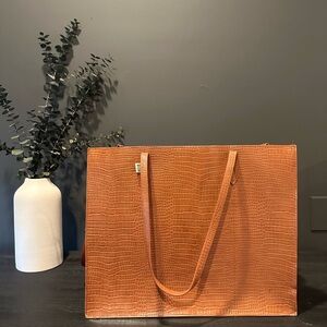 Béis Large Work Tote Cognac Croc